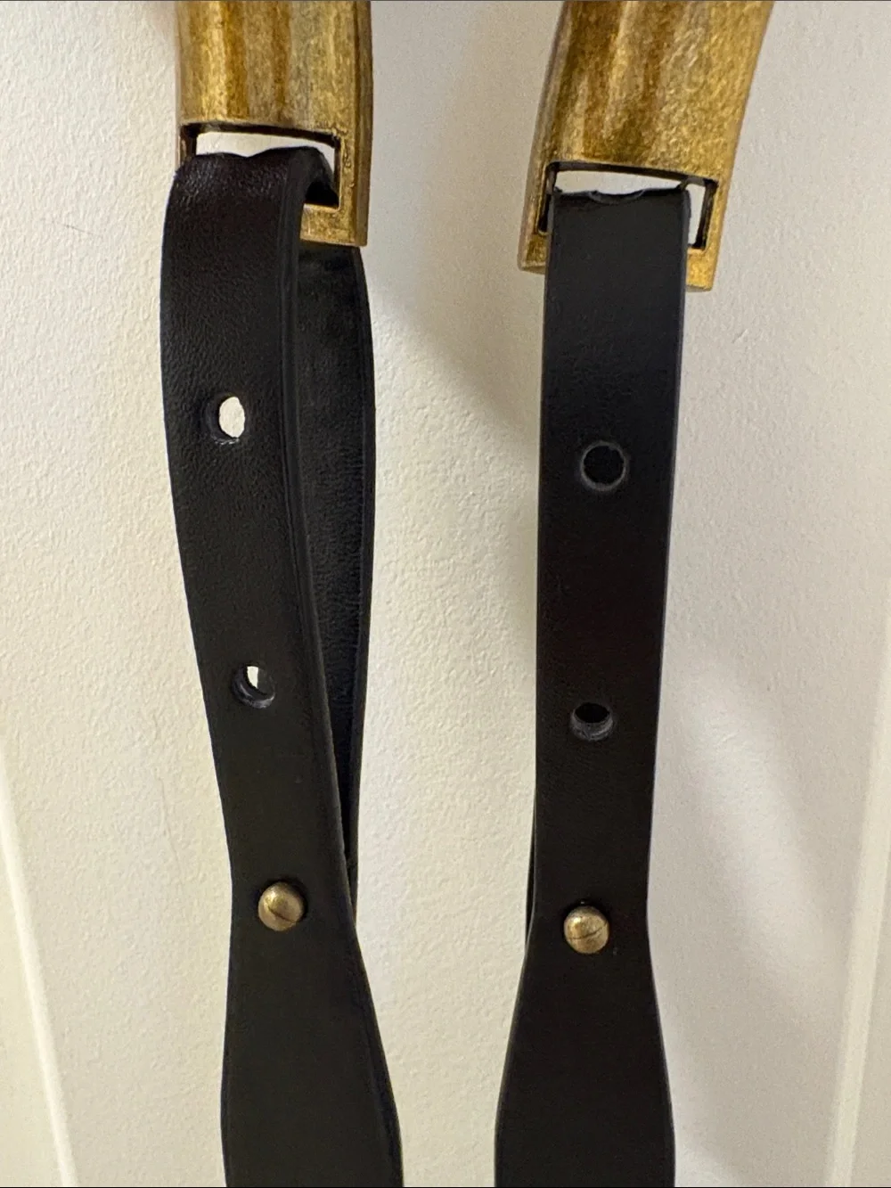 Rachel Zoe Metallic Gold Wall Hooks with Black Straps